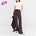 Drawcord waistband high waisted wide leg joggers
